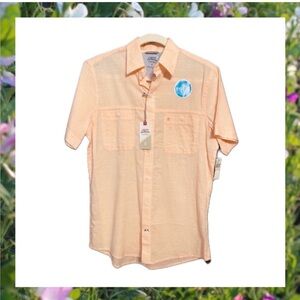 IZOD Men’s Peach Short Sleeve Button-Down Shirt NWT Size Small – Saltwater Fit